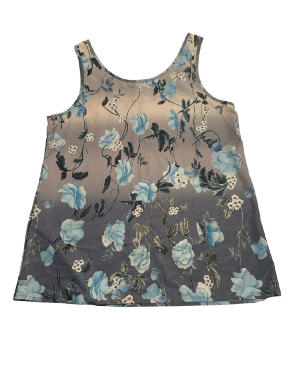 Misslook Tank Top Tunic Sleeveless Blouse Womens L Multicolor Blue Floral Satin - Picture 12 of 14